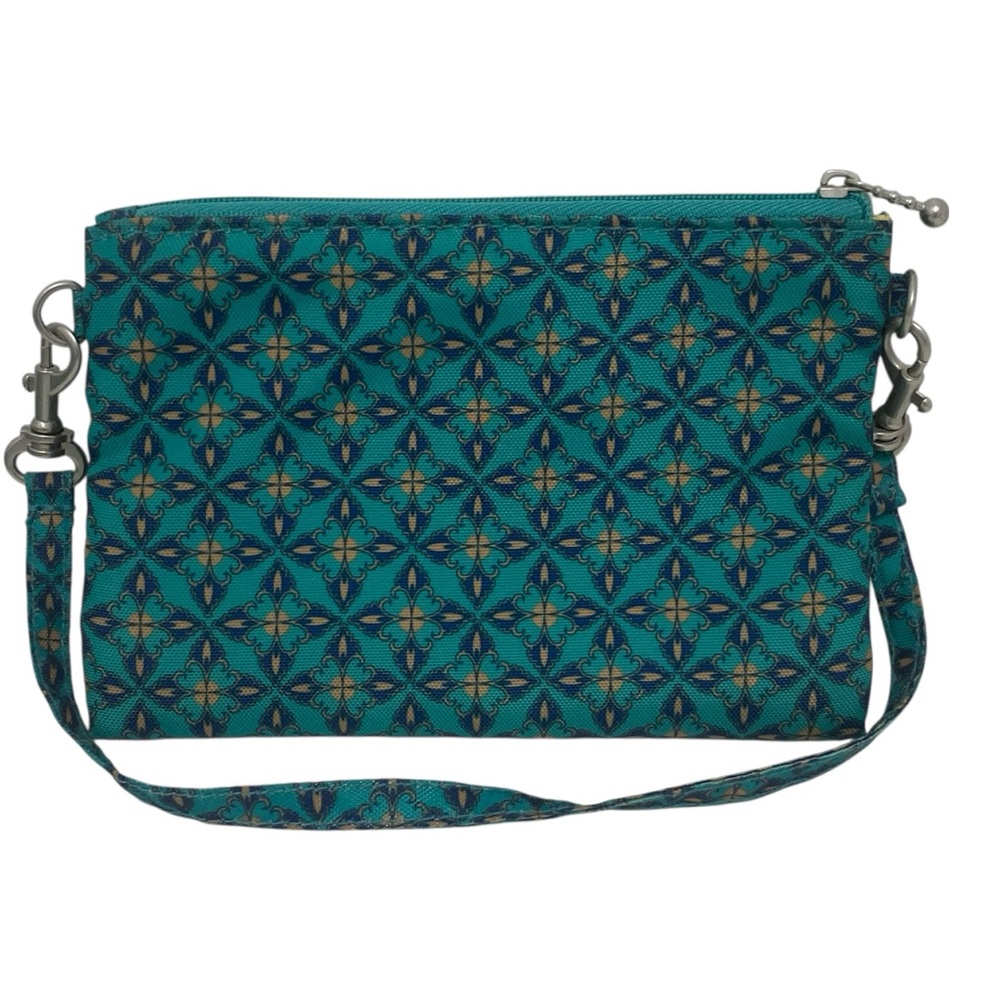 Baggallini Large Teal Geometric Pattern Crossbody Shoulder Bag & Wristlet - EC - Picture 3 of 14